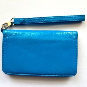 HOBO Wristlet Blue Patent Leather Snap Wallet